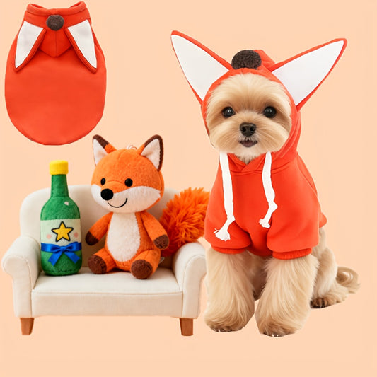 Sweat à capuche chaud pour petits et moyens chiens, costume mignon de renard, orange