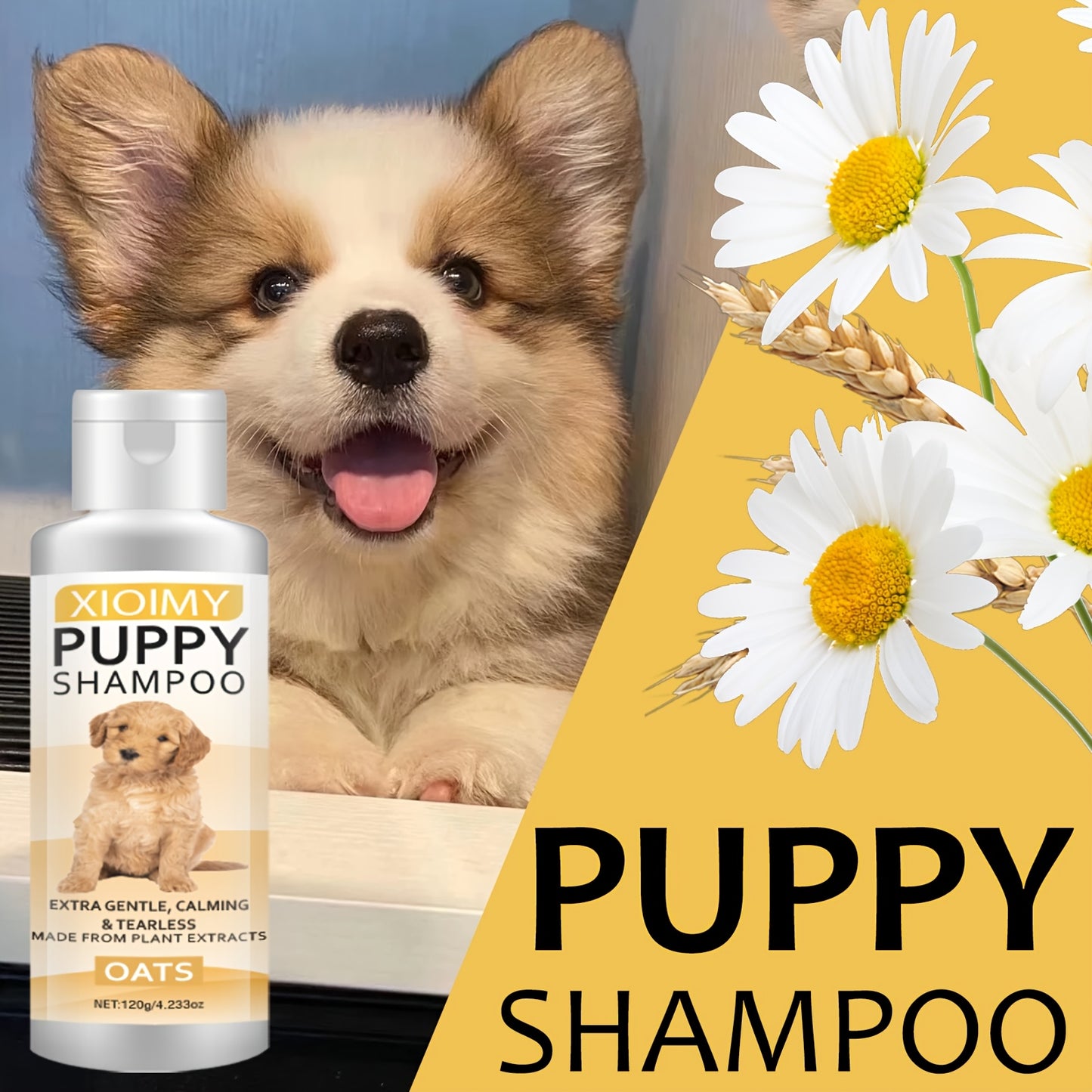 Shampooing pour chiots - Formule extra douce et apaisante à base d'extraits d'avoine, nettoie et élimine les odeurs, adoucit et apaise, parfum longue durée, shampooing et après-shampooing