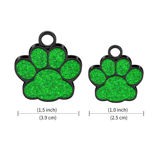 Médaille d'identification personnalisée pour chien, en forme de patte, contour noir et intérieur de diverses couleurs