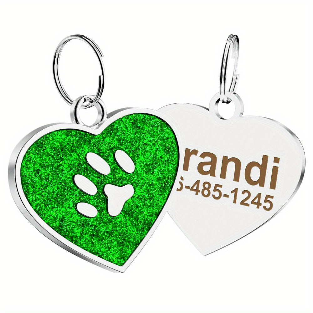 Médaille pour chien et chat personnalisée en forme de cœur, gravées au laser au dos, durables et personnalisées, diverses couleurs