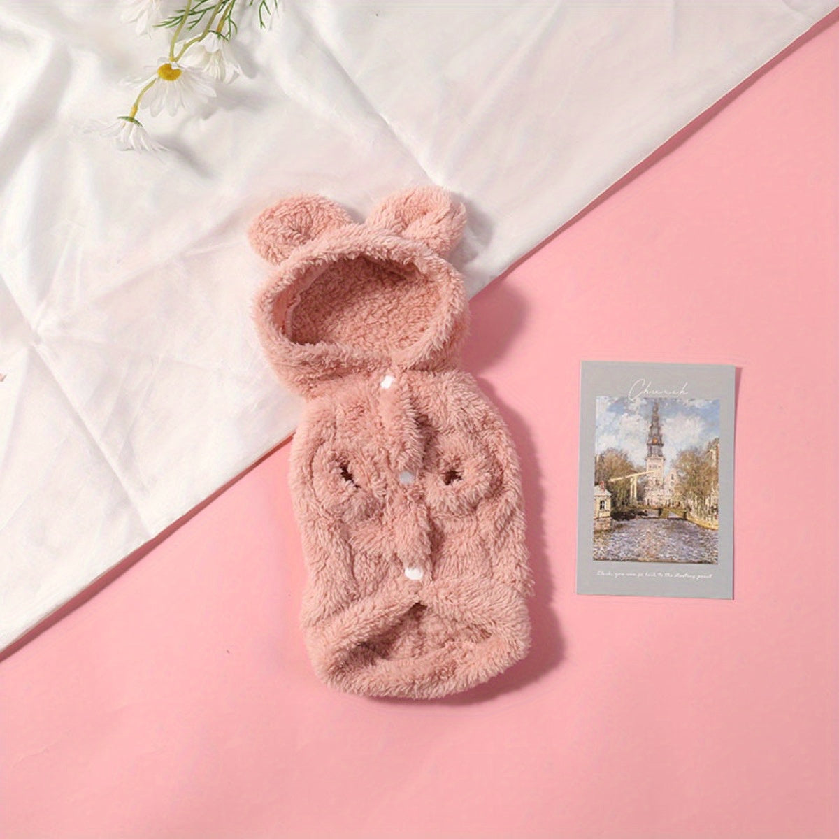 Pull à capuche en polaire pour chien, tout doux et tout chaud, oreilles de lapin sur la capuche, super mignon, diverses couleurs