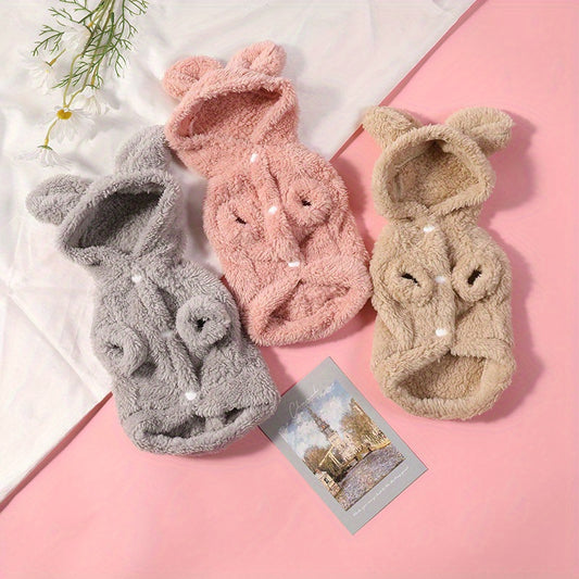 Pull à capuche en polaire pour chien, tout doux et tout chaud, oreilles de lapin sur la capuche, super mignon, diverses couleurs