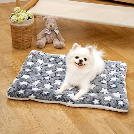 Tapis pour chien et chat, ultra-doux et extra-épais en flanelle à motif étoilé