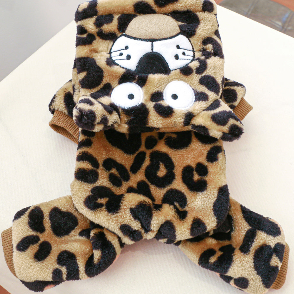 Sweat à capuche pour petits chiens, costume de léopard, chaud et confortable