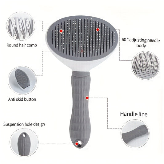 Brosse de toilettage pour chien, chat et lapins, conçue pour éliminer les poils morts. Elle est dotée d'un mécanisme autonettoyant adapté aux animaux à poils longs et à poils courts, diverses couleurs