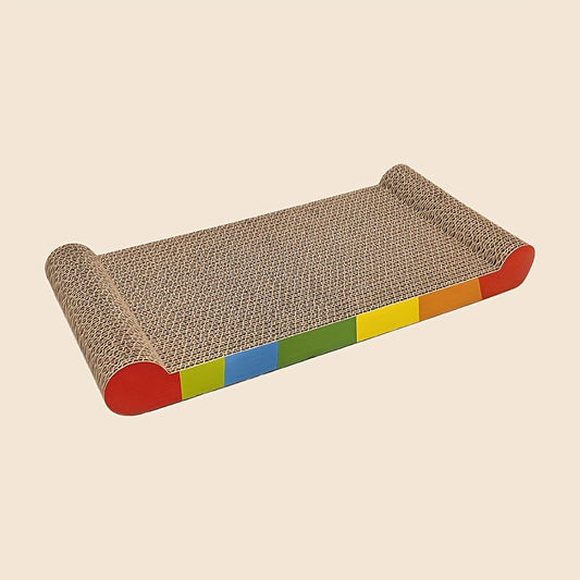 Tapis griffoir pour chat - Carton, jeu, repos et griffage tout-en-un, arc-en-ciel