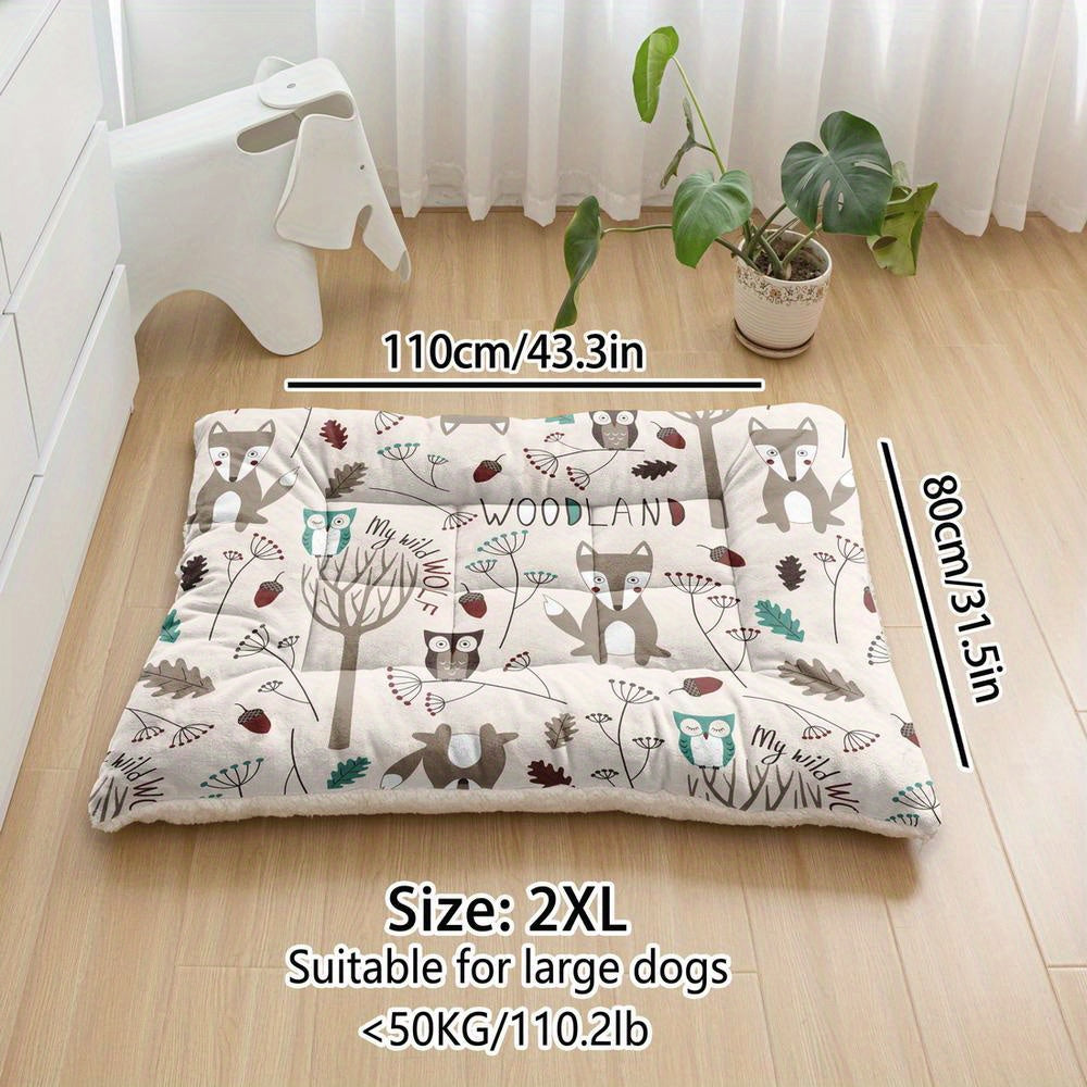 Lit pour chien et chat surdimensionné, coussin confortable avec imprimé renard, lavable en machine, épais, doux et respirant