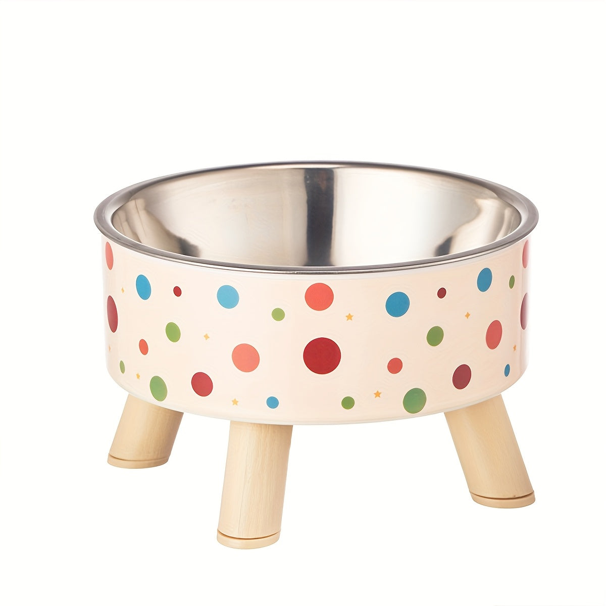 Gamelle surélevée pour chien et chat, grande capacité, antidérapante, conception ergonomique pour un repas confortable en hauteur, beige à petits pois