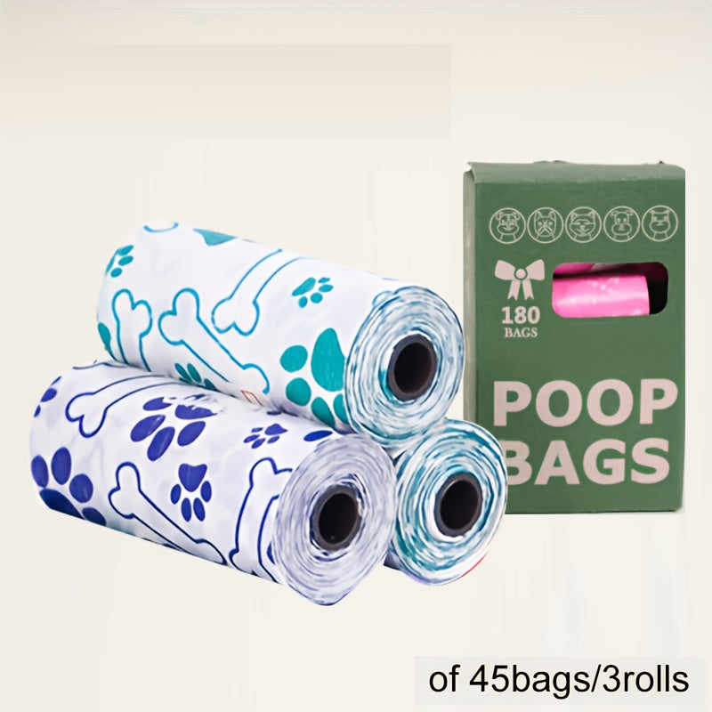 Lot de 3 rouleaux ou de 10 rouleaux de sacs à déjections canines de haute qualité. Matériel épais, étanche et durable, adapté aux promenades en plein air, motifs et couleurs aléatoires