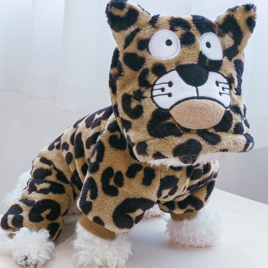 Sweat à capuche pour petits chiens, costume de léopard, chaud et confortable