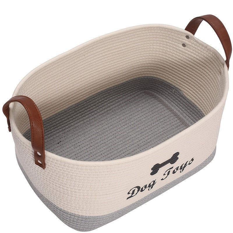 Grand panier de rangement pour jouets pour chiens - 41,91 cm x 26,92 cm x 19,05 cm, beige