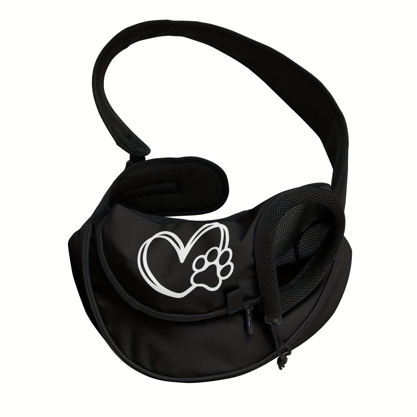 Sac de transport en bandoulière pour petit chien, motif cœur et patte, diverses couleurs