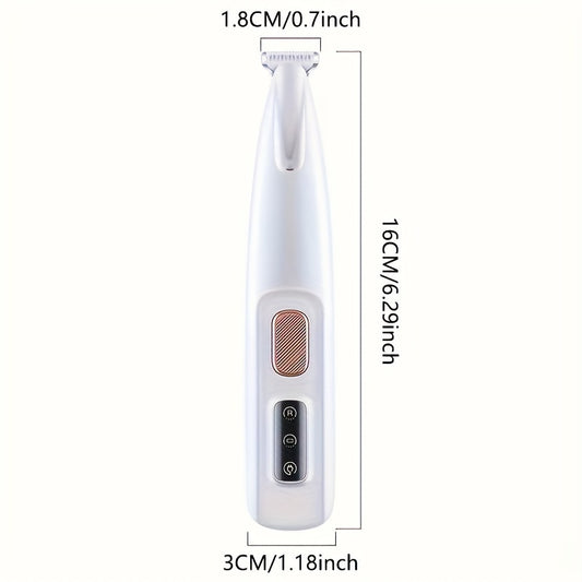 Tondeuse multifonctionnelle pour animaux de compagnie, rechargeable par USB, silencieuse avec lumière LED, adaptée aux pattes, aux yeux, aux oreilles, au visage et aux hanches, blanche