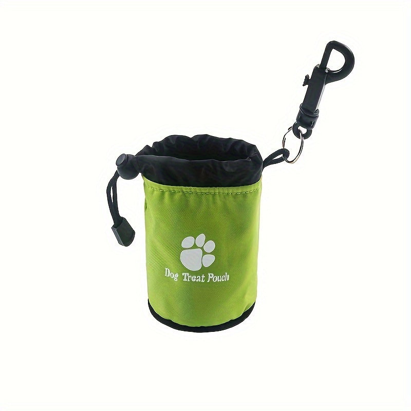 Pochette à friandises pour chien avec mousqueton – idéal pour le dressage et pour les promenades, fermeture à cordon et à glissière, avec motif d'empreintes de pattes, diverses couleurs