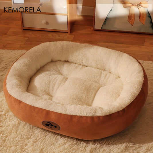 Lit ovale douillet en peluche pour chiens et chats, moelleux et épais, diverses couleurs