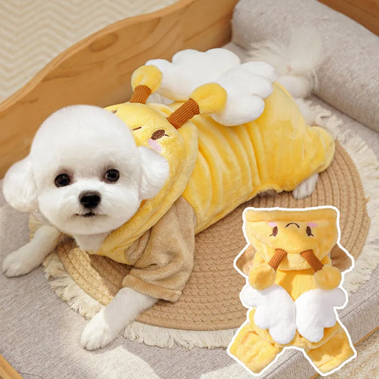 Déguisement d'abeille bien chaud en peluche à quatre pattes pour chiens