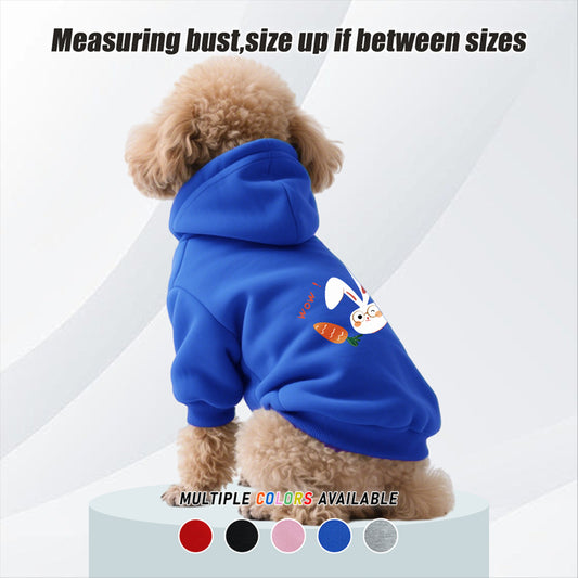 Sweat à capuche pour chien, avec imprimé lapin blanc et carotte mignon, diverses couleurs