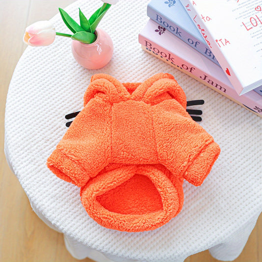 Sweat à capuche épais et chaud pour petits chiens, costume mignon de chat, orange