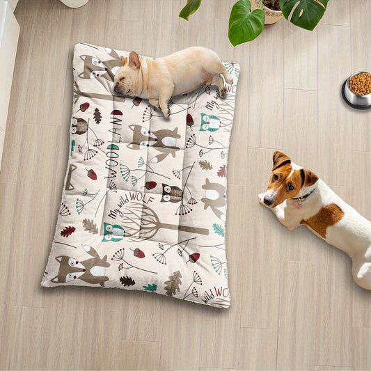 Lit pour chien et chat surdimensionné, coussin confortable avec imprimé renard, lavable en machine, épais, doux et respirant