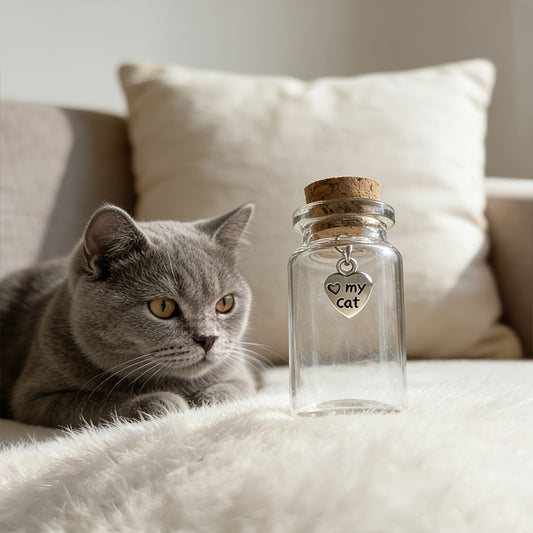 Récipient commémoratif en verre pour conserver les poils de votre chien ou chat disparu