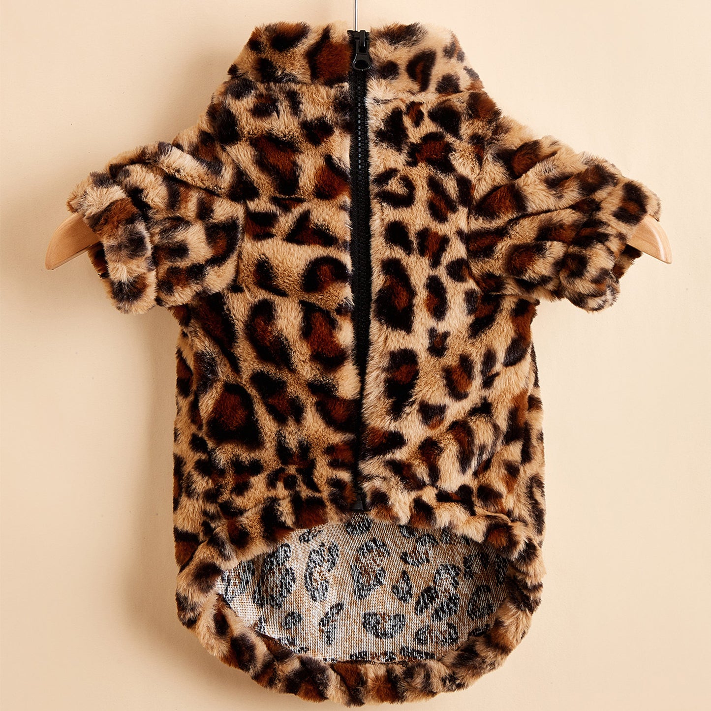 Veste confortable à imprimé léopard pour chiens de petite taille - Vêtement d'hiver chaud, zippé, facile à enfiler