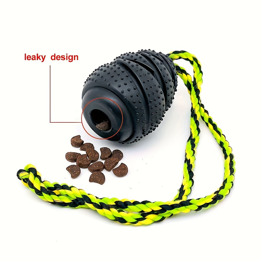 Jouet à mâcher en caoutchouc durable pour chien - Distributeur de friandises, masseur de gencives pour chiens de toutes tailles, conception en corde pour fixation à la laisse