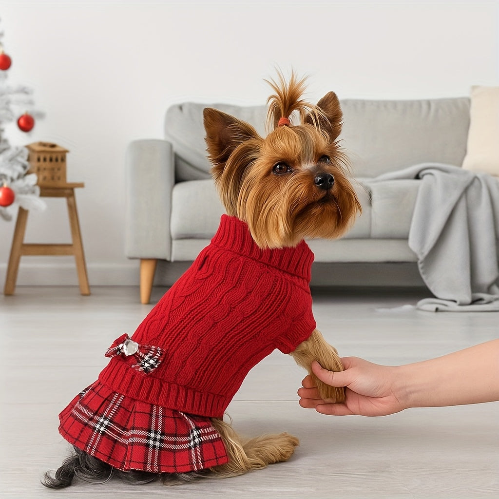 Robe-pull pour petits chiens Pull à col roulé chaud pour chien