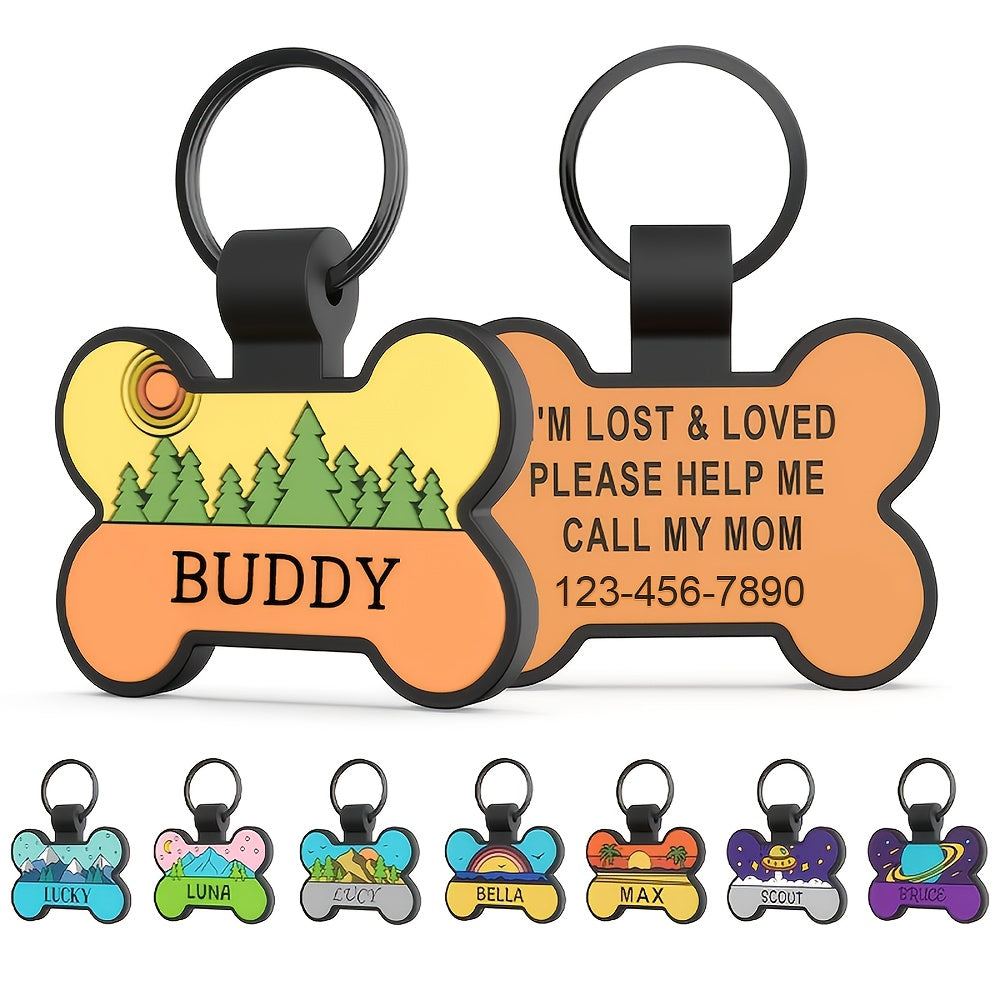 Médaille pour chien personnalisée en forme d'os, en silicone, diverses couleurs et divers motifs