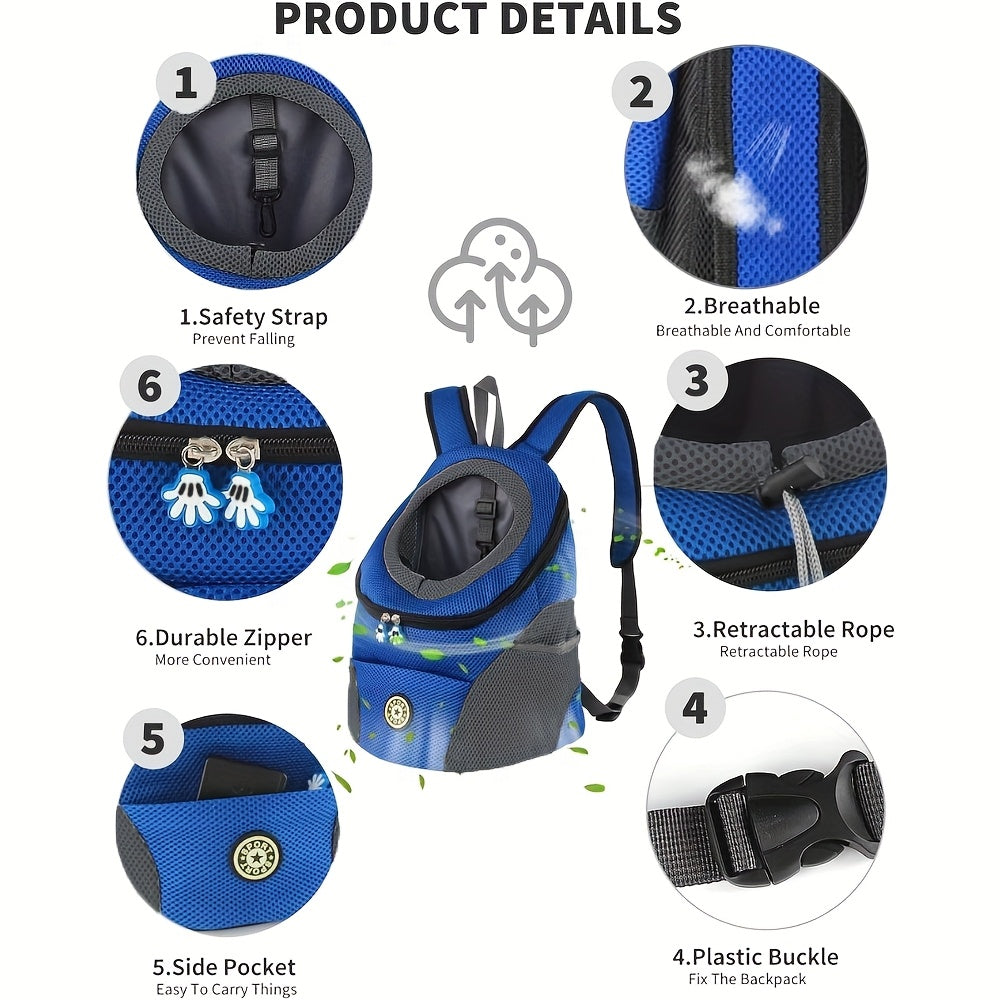 Sac à dos de transport pour chien, réglable à l'avant, ventilé pour un confort optimal, diverses couleurs