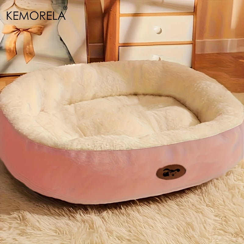 Lit ovale douillet en peluche pour chiens et chats, moelleux et épais, diverses couleurs