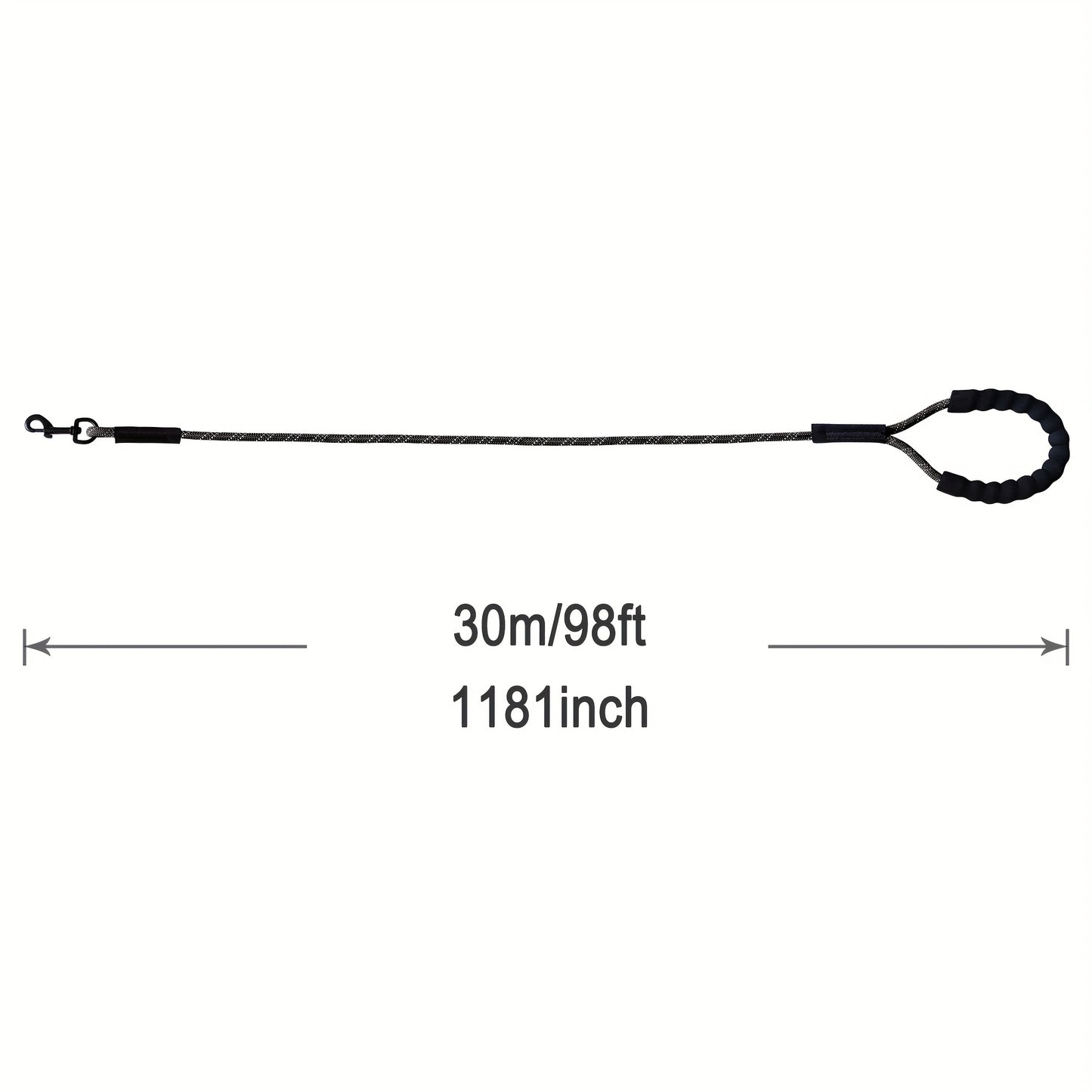Laisse extra longue pour chien de 20m et 30m, bandes réfléchissantes et poignée rembourrée douce, disponible en orange et noir - Idéale pour l'entraînement, les jeux, le camping, les balades, etc