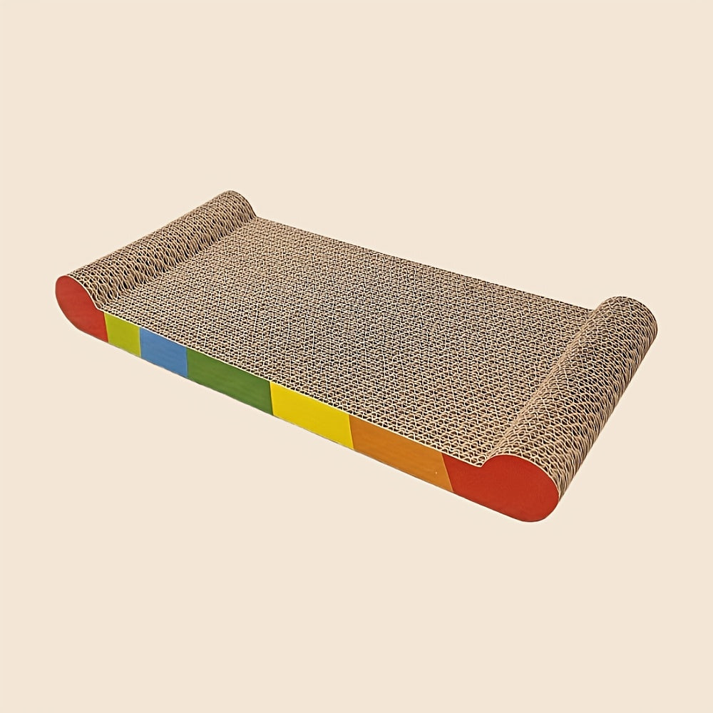 Tapis griffoir pour chat - Carton, jeu, repos et griffage tout-en-un, arc-en-ciel