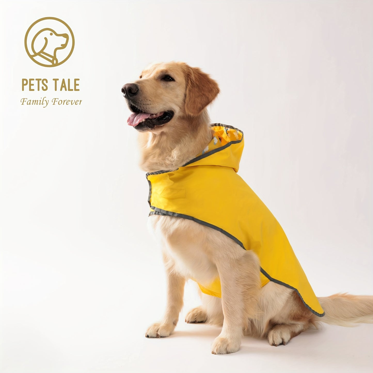 Imperméable jaune, réversible avec motifs, pour chien