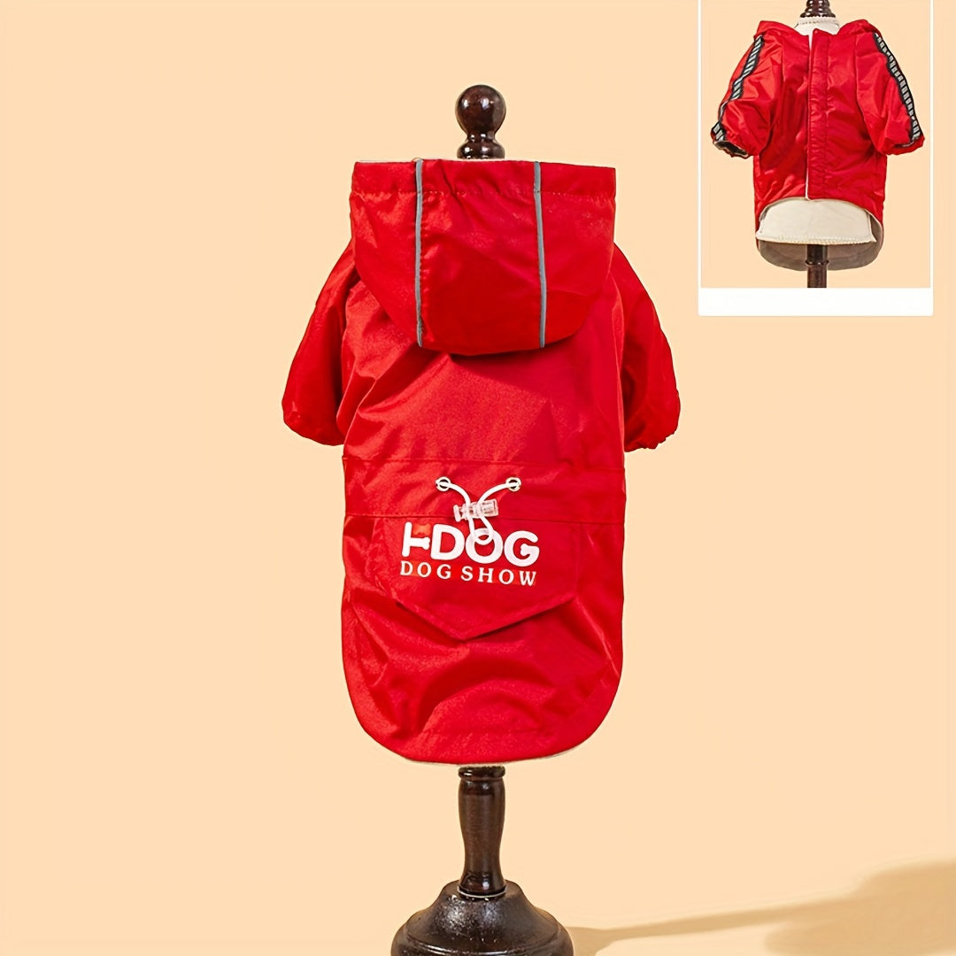 Veste coupe-vent pour chien, disponible en rouge et en bleu, parfait pour des journées à la mer