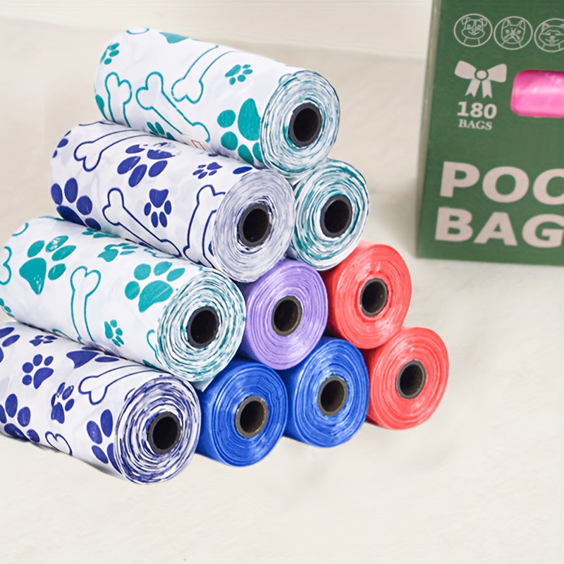 Lot de 3 rouleaux ou de 10 rouleaux de sacs à déjections canines de haute qualité. Matériel épais, étanche et durable, adapté aux promenades en plein air, motifs et couleurs aléatoires