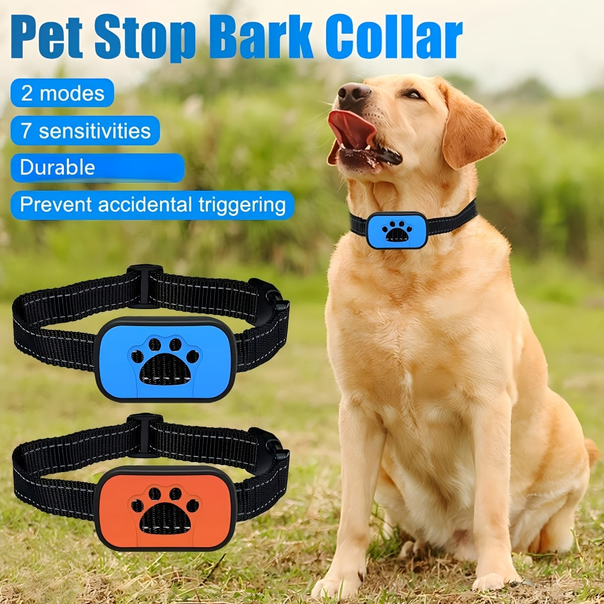 Collier anti-aboiement intelligent pour chien, système de vibration, indolore, rechargeable par USB, diverses couleurs