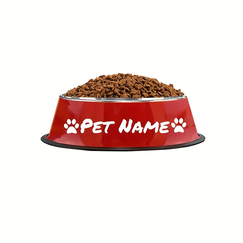 Gamelle personnalisée en acier inoxydable pour chiens et chats - Nom/texte/empreinte de patte et motif os personnalisés, base anti-renversement, diverses couleurs