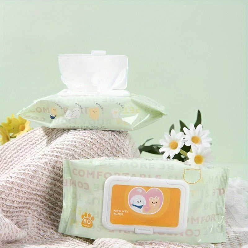 160 lingettes pour chiens et chats, bain sans rinçage, lingettes humides nettoyantes pour pattes, poils, taches de larmes et usage quotidien, lingettes jetables