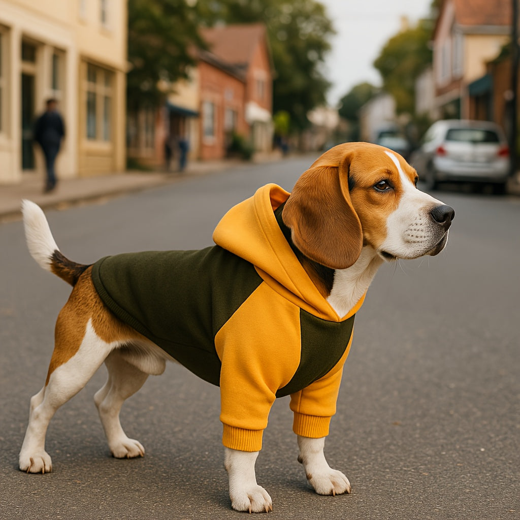 Pull d'hiver classique pour chien avec capuche et poches