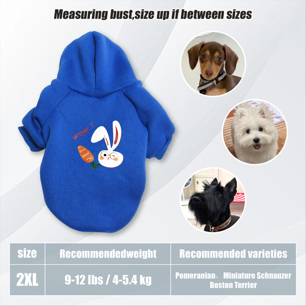 Sweat à capuche pour chien, avec imprimé lapin blanc et carotte mignon, diverses couleurs