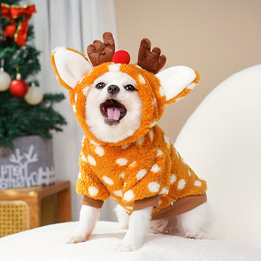 Costume de Noël en peluche pour chiens de tailles petite et moyenne, design de petite biche mignonne