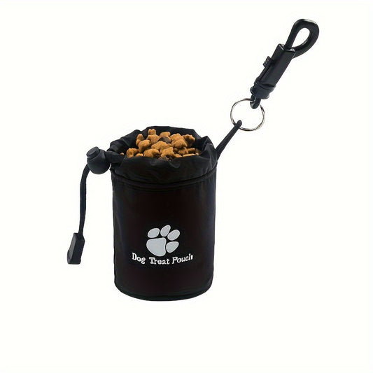 Pochette à friandises pour chien avec mousqueton – idéal pour le dressage et pour les promenades, fermeture à cordon et à glissière, avec motif d'empreintes de pattes, diverses couleurs