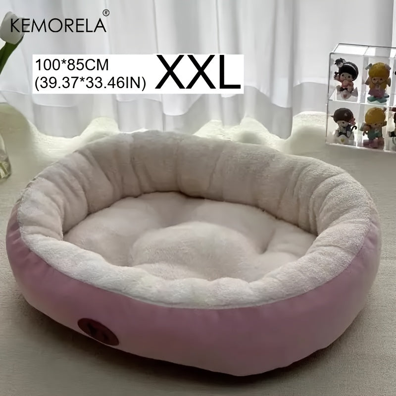 Lit ovale douillet en peluche pour chiens et chats, moelleux et épais, diverses couleurs