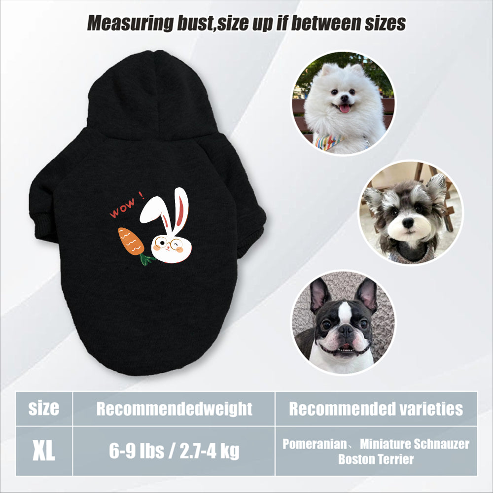Sweat à capuche pour chien, avec imprimé lapin blanc et carotte mignon, diverses couleurs
