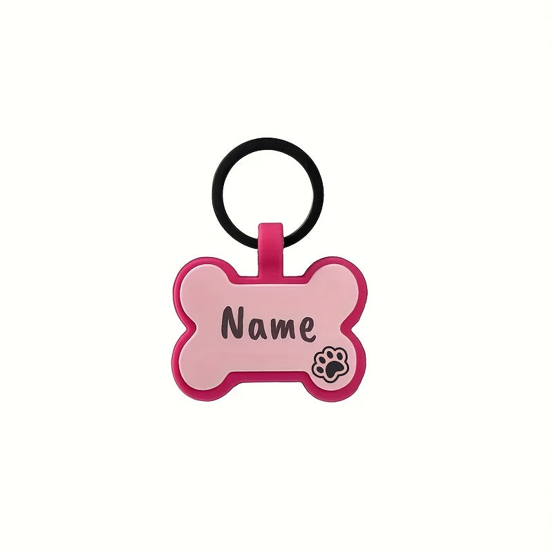 Médaille personnalisée double face en forme d'os pour chien, contour noir et intérieur dans diverses couleurs