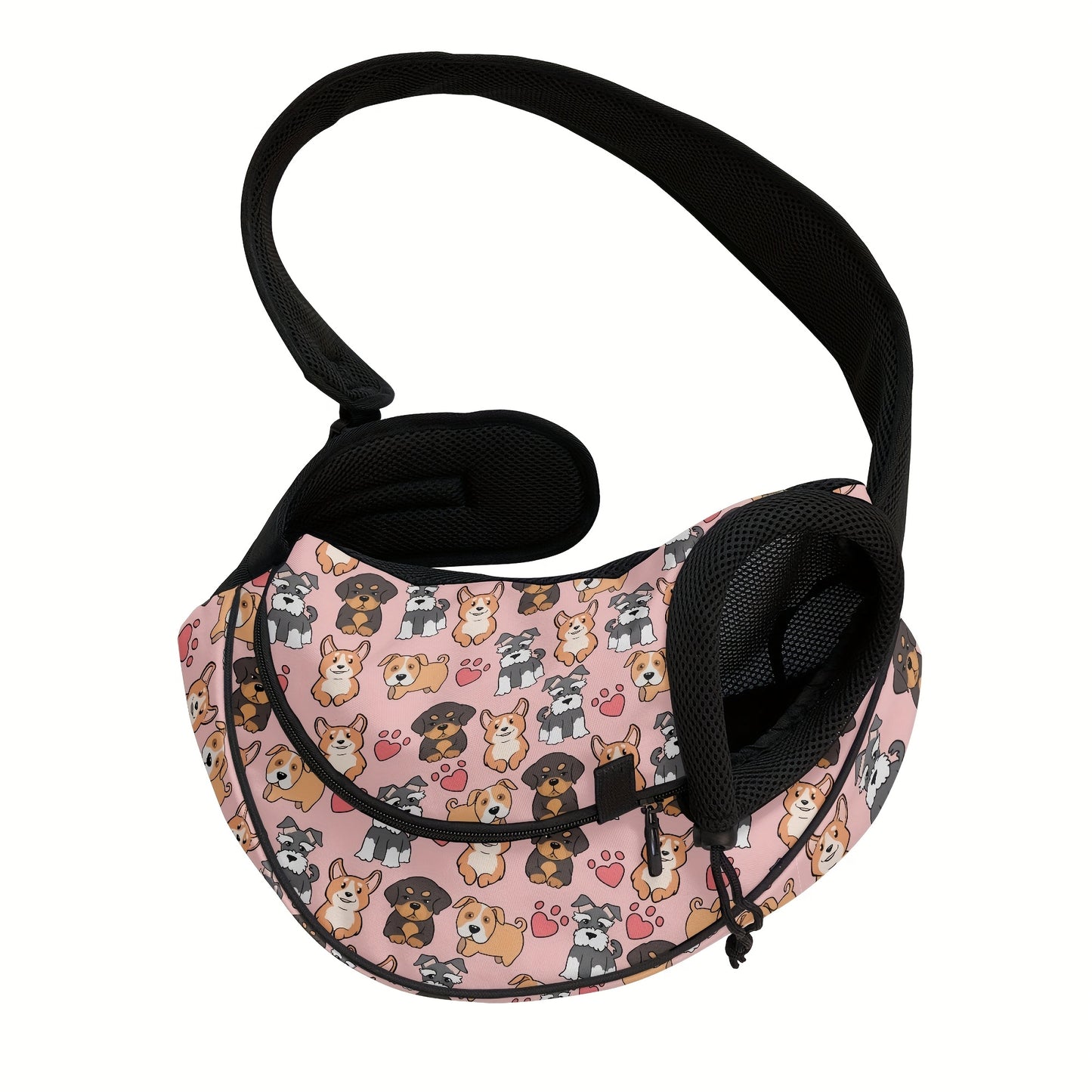 Sac en bandoulière pour transport de chiot et de petit chien, divers motif imprimés