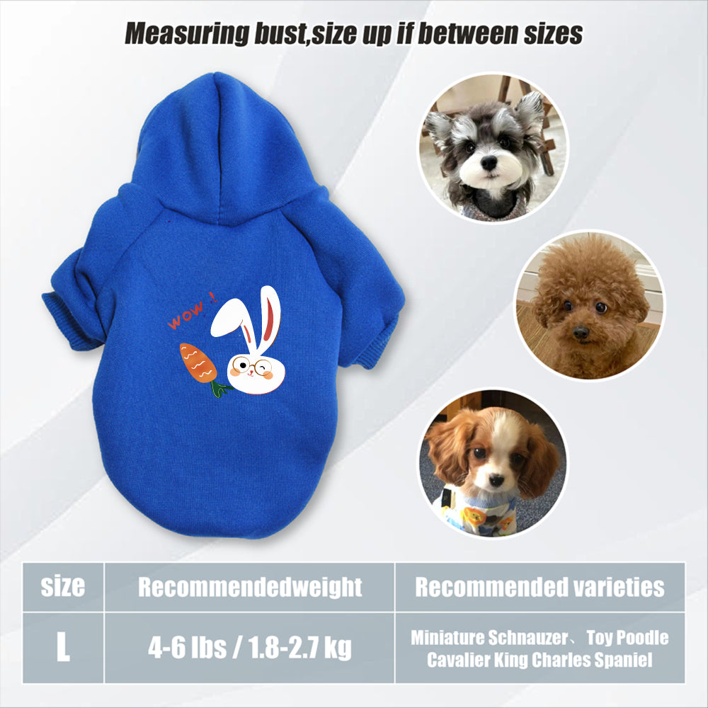 Sweat à capuche pour chien, avec imprimé lapin blanc et carotte mignon, diverses couleurs