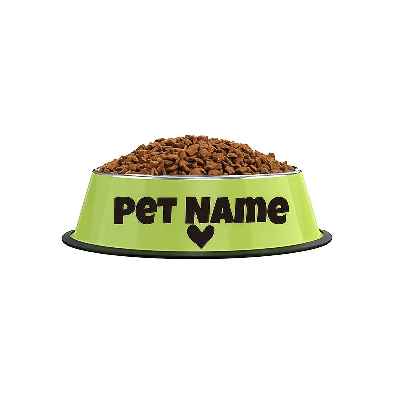 Gamelle personnalisée en acier inoxydable pour chiens et chats - Nom/texte/empreinte de patte et motif os personnalisés, base anti-renversement, diverses couleurs