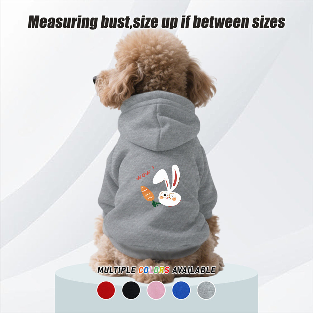 Sweat à capuche pour chien, avec imprimé lapin blanc et carotte mignon, diverses couleurs