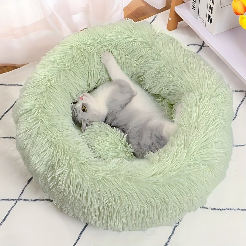 Lit rond pour chien et chat, douillet en peluche, chaud et confortable, diverses couleurs